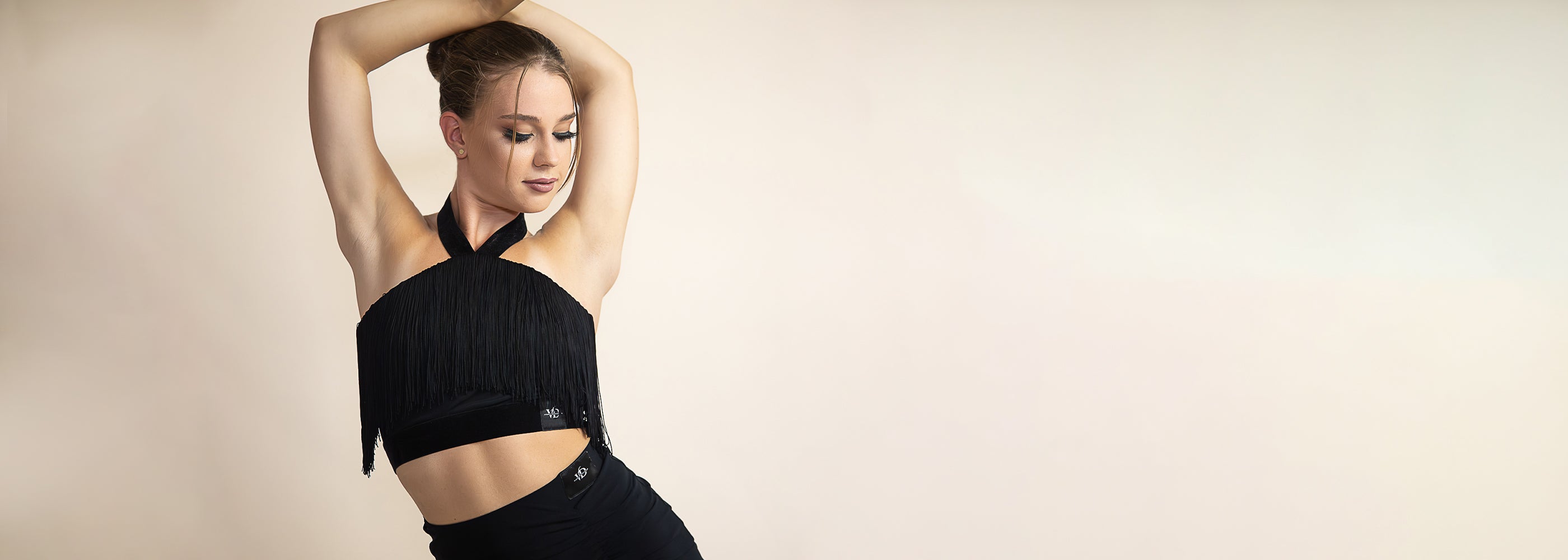 Woman Dancer wearing top and skirt, classwear Dancewear