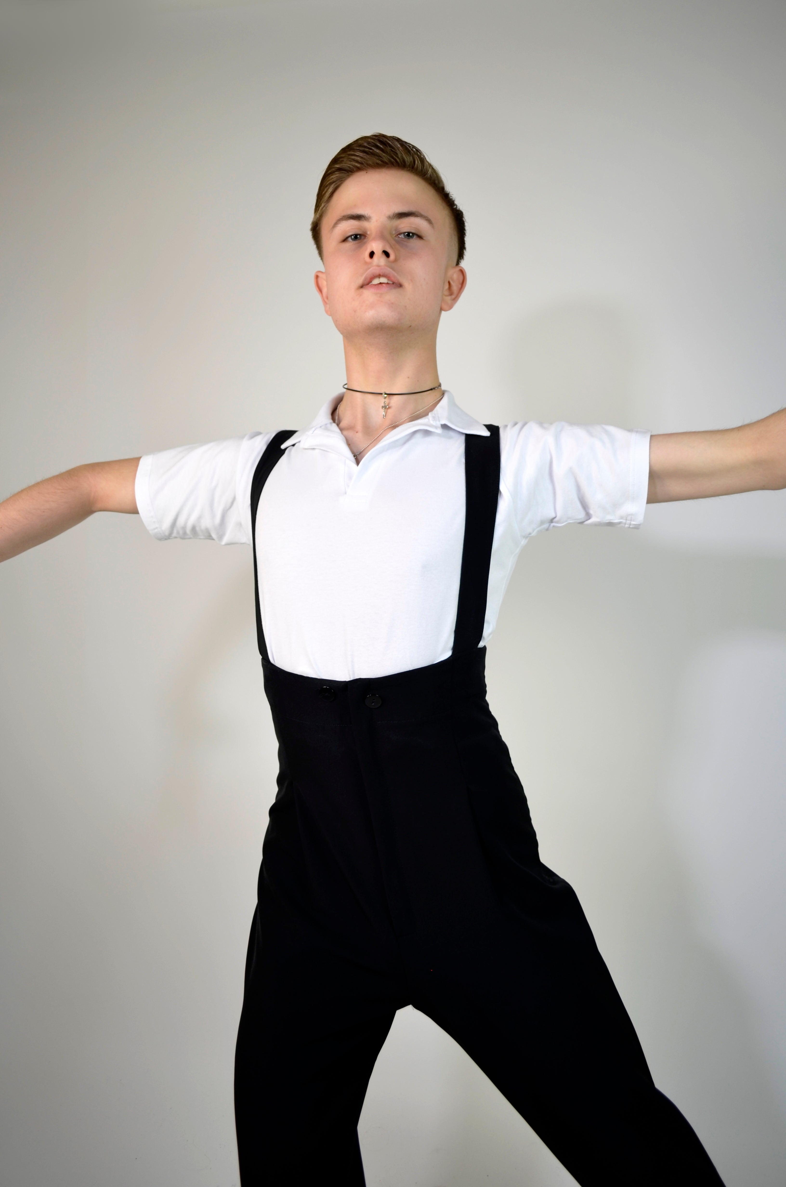 Tavros Men – White / black polo training shirt for men – latin & standard dancesport