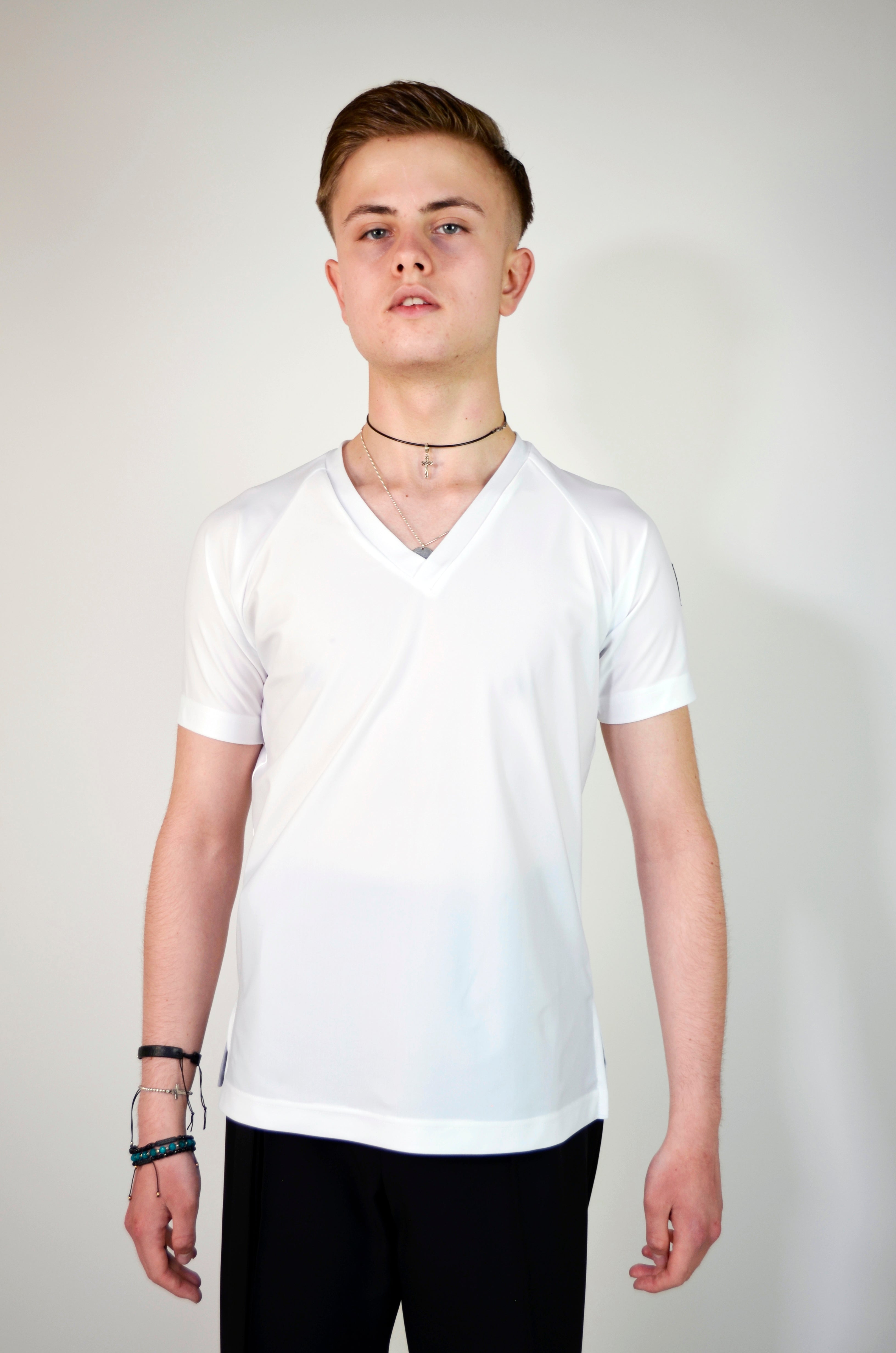 MEDINI Men – Tricou alb cu guler în V