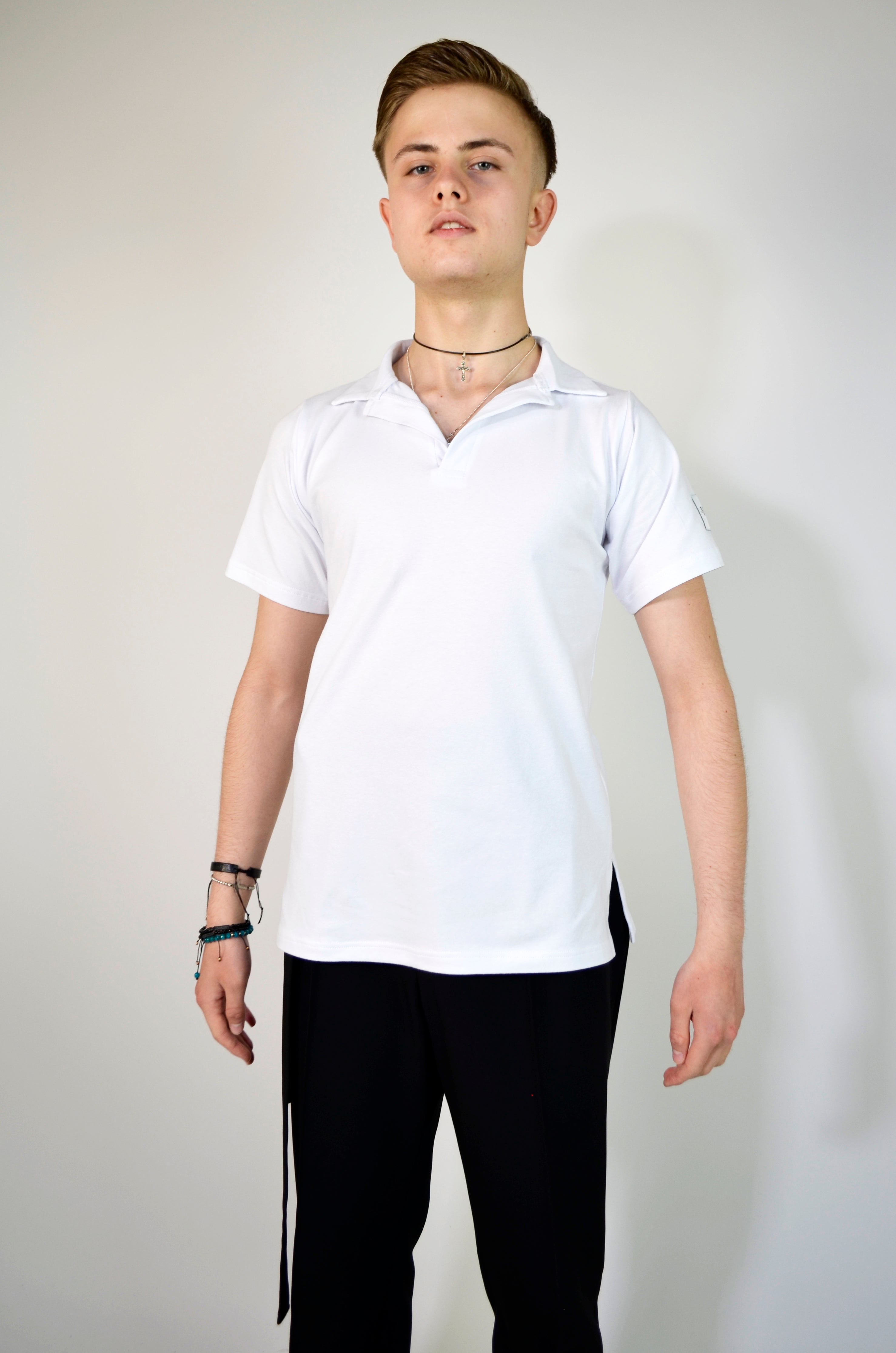 Tavros Men – White / black polo training shirt for men – latin & standard dancesport