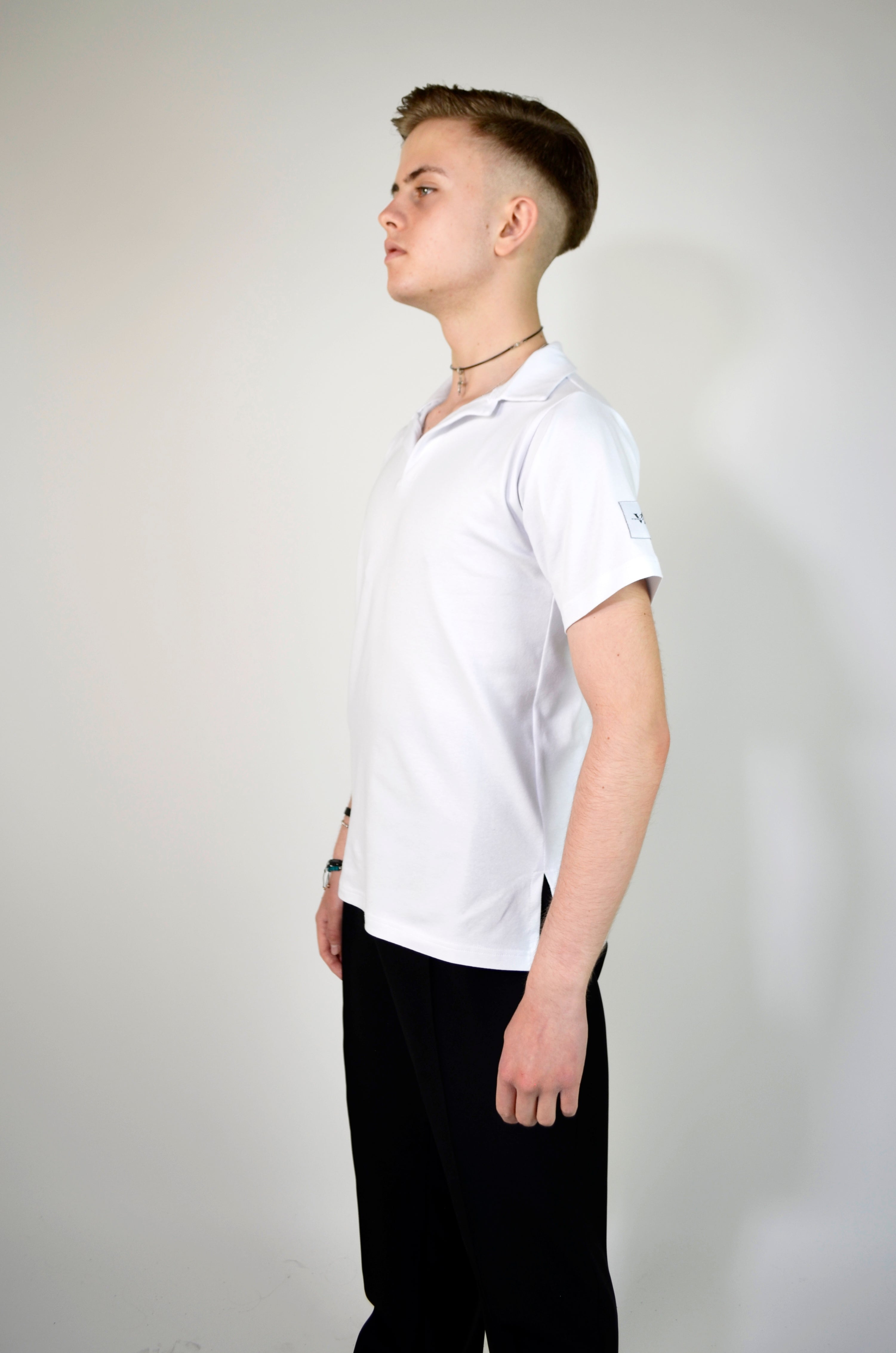 Tavros Men – White / black polo training shirt for men – latin & standard dancesport