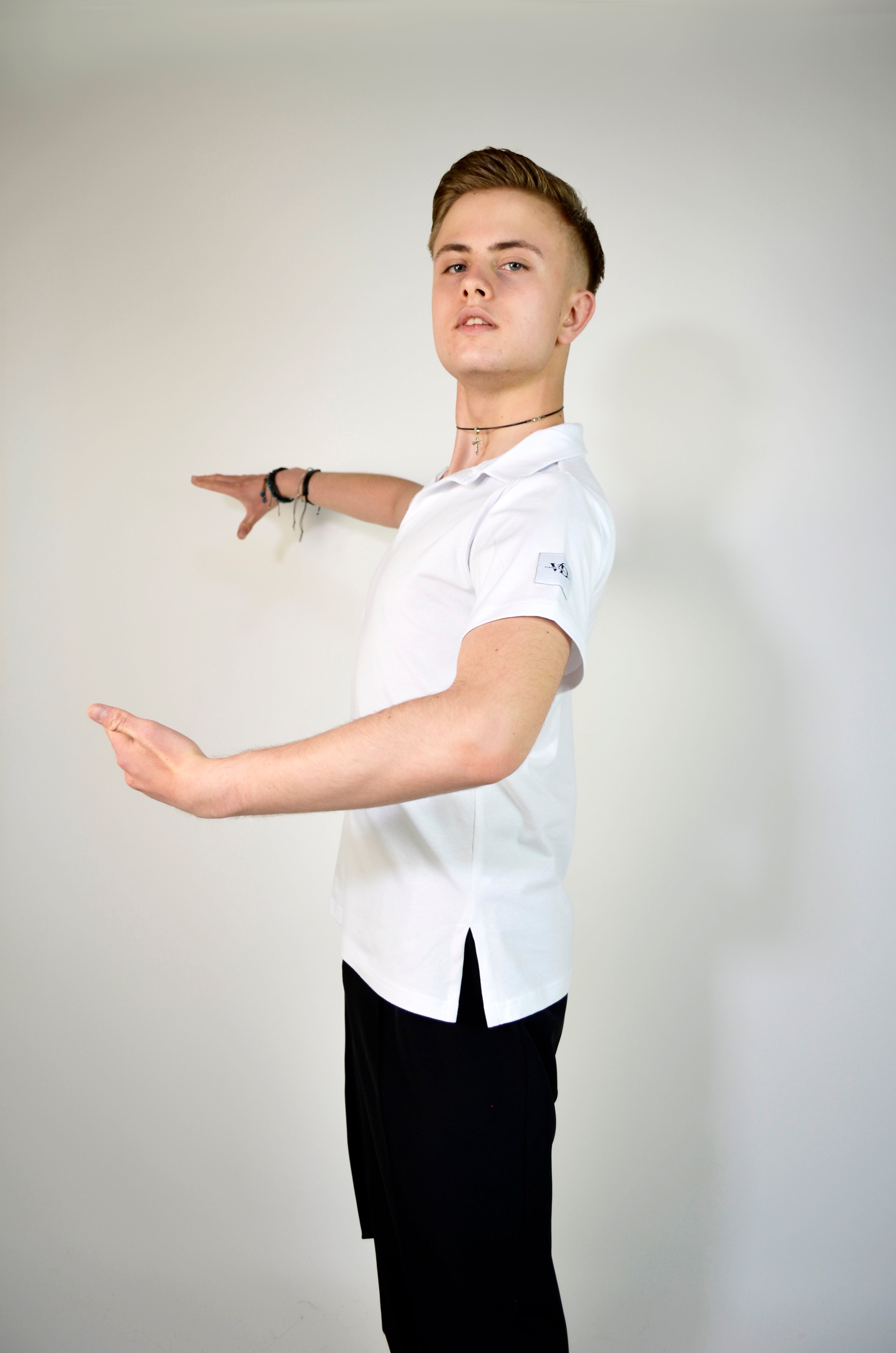 Tavros Men – White / black polo training shirt for men – latin & standard dancesport