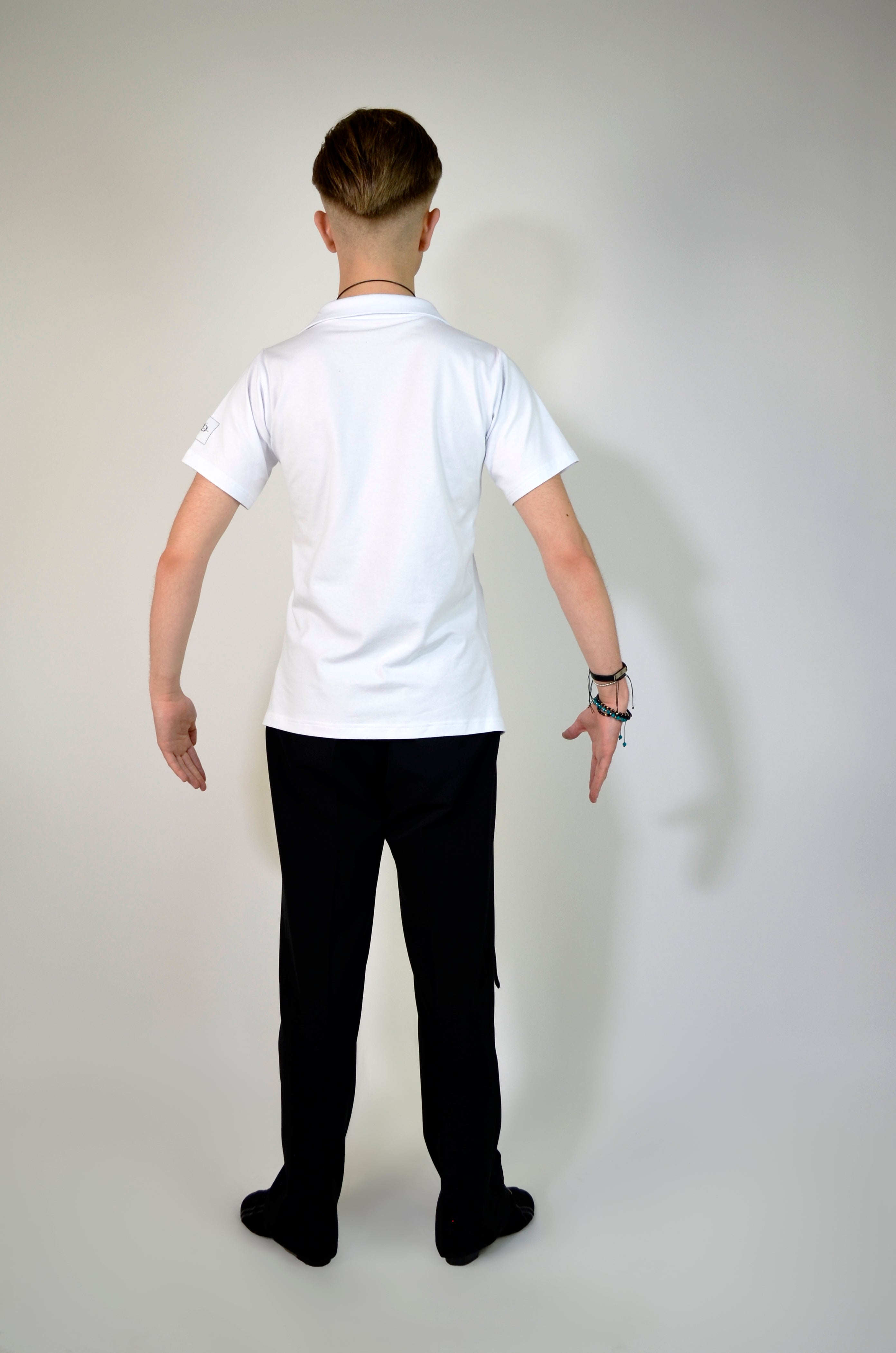 Tavros Men – White / black polo training shirt for men – latin & standard dancesport